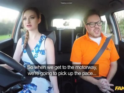 Fake driving school - hot redhead outdoor blowjob and big tits worship with ryan ryder zara durose