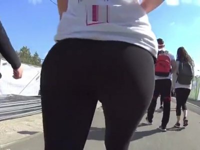 Ass in Black Leggings Standing still
